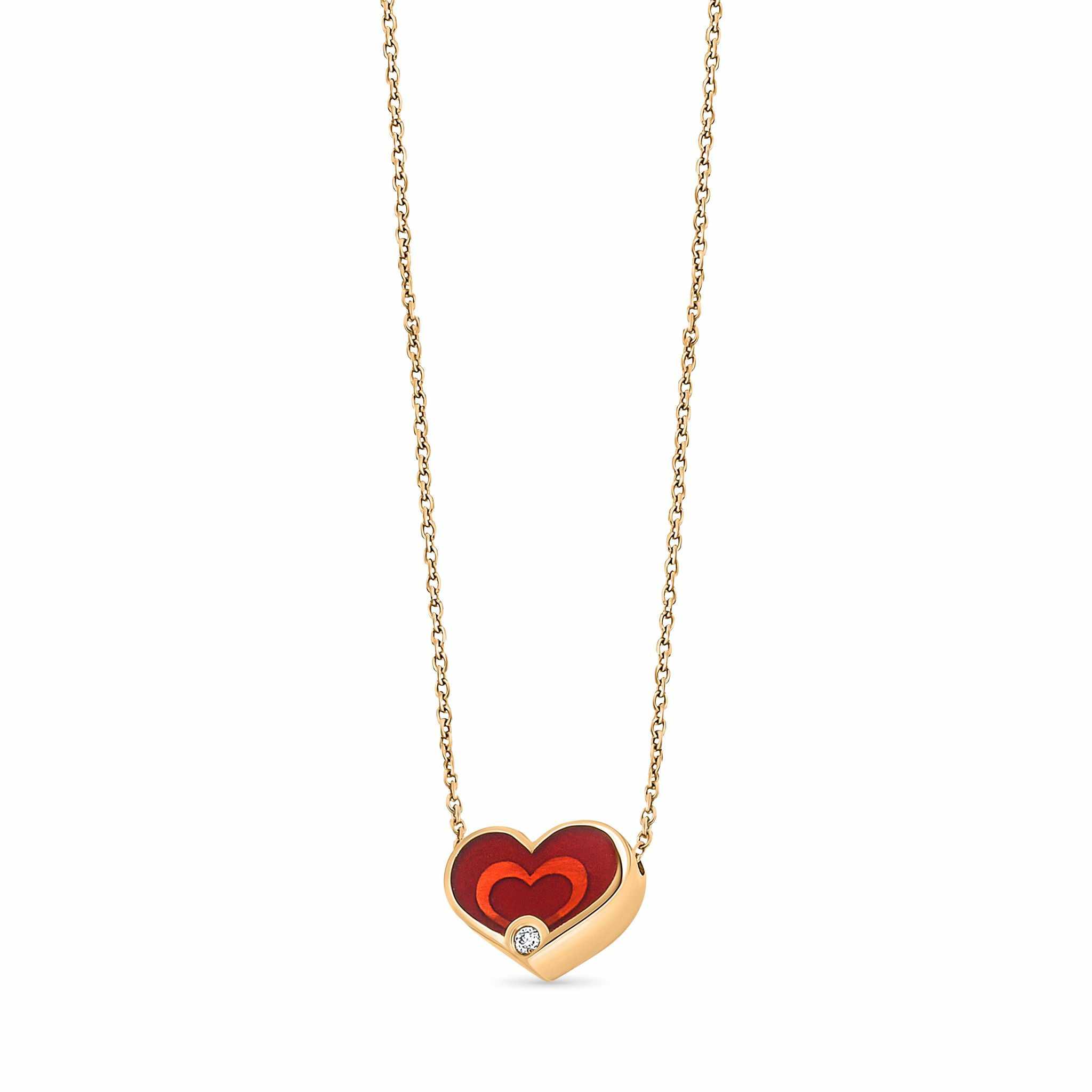 Red enamel deals heart necklace